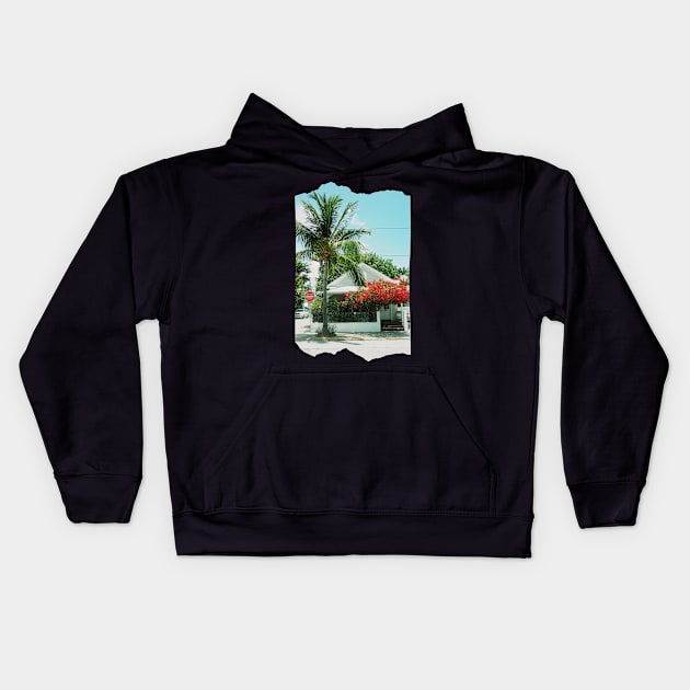 Palm tree photo Key West Florida blue sky palmtree landscape USA nature lovers Kids Hoodie by BoogieCreates